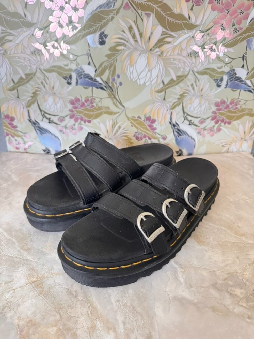 Dr. Martens Blaire Leather Slide Sandals Black